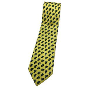 CABOUCHON Men's 100% Silk Necktie LUXURY Yellow Hedgehog W:3.5" EUC